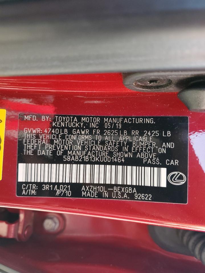 58AB21B13KU001464 2019 Lexus Es 300H