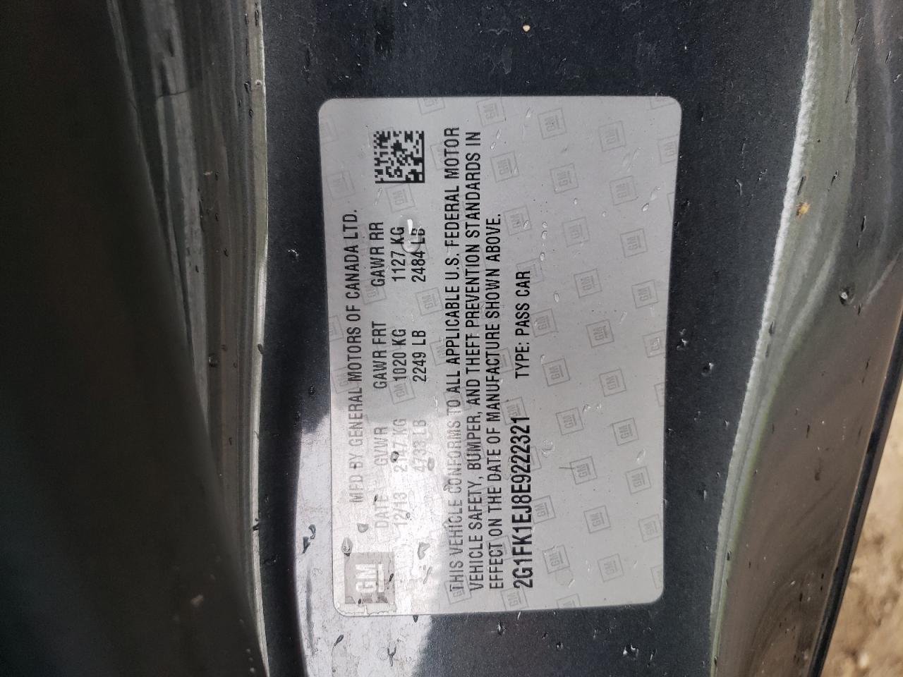 2G1FK1EJ8E9222321 2014 Chevrolet Camaro 2Ss