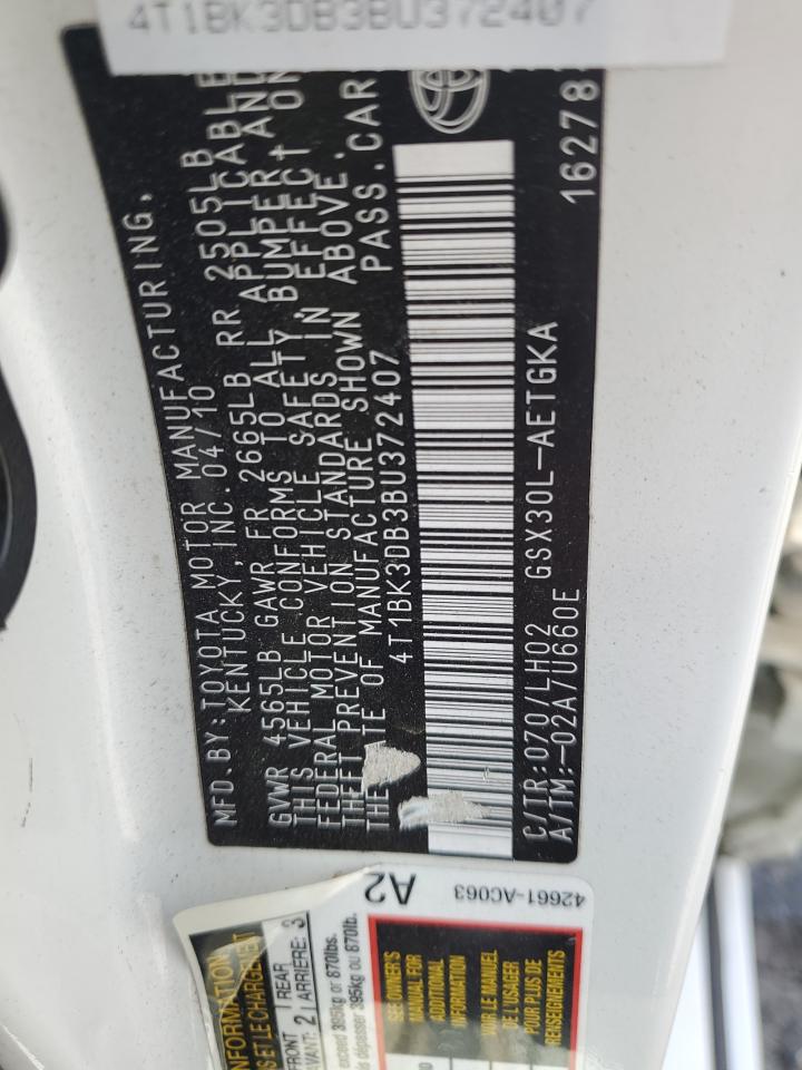 4T1BK3DB3BU372407 2011 Toyota Avalon Base