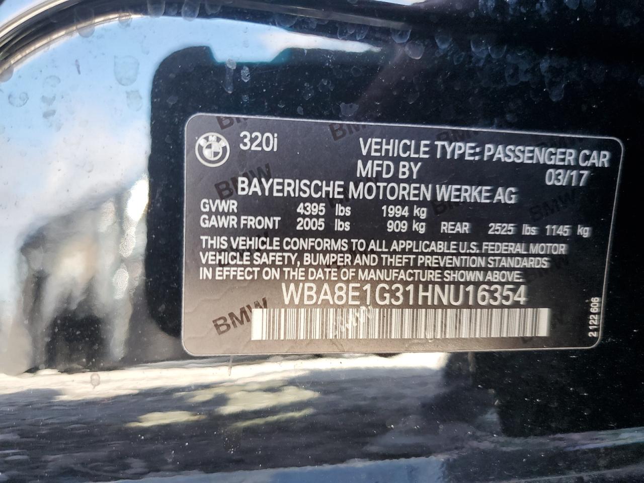 WBA8E1G31HNU16354 2017 BMW 320 I