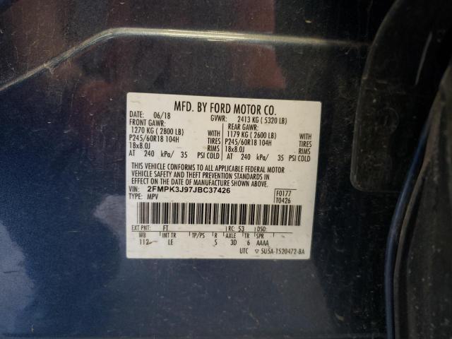 2018 Ford Edge Sel VIN: 2FMPK3J97JBC37426 Lot: 58600214