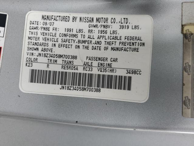 2008 Nissan 350Z Coupe VIN: JN1BZ34D58M700388 Lot: 57760934