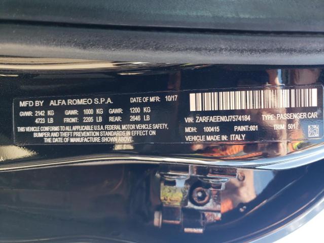 2018 Alfa Romeo Giulia Ti Q4 VIN: ZARFAEEN0J7574184 Lot: 59315344