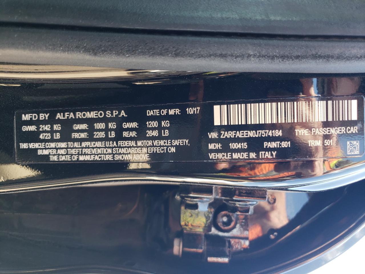 ZARFAEEN0J7574184 2018 Alfa Romeo Giulia Ti Q4