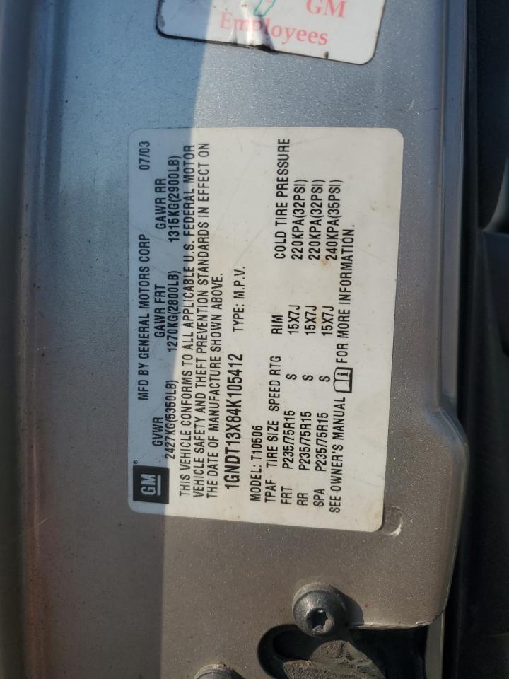 1GNDT13X84K105412 2004 Chevrolet Blazer