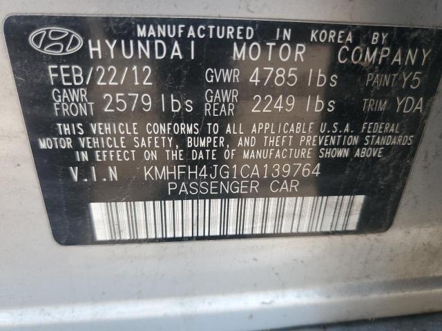 2012 Hyundai Azera Gls VIN: KMHFH4JG1CA139764 Lot: 60473954