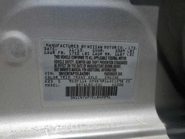 2014 Nissan Versa S VIN: 3N1CN7AP7EL842091 Lot: 60719074