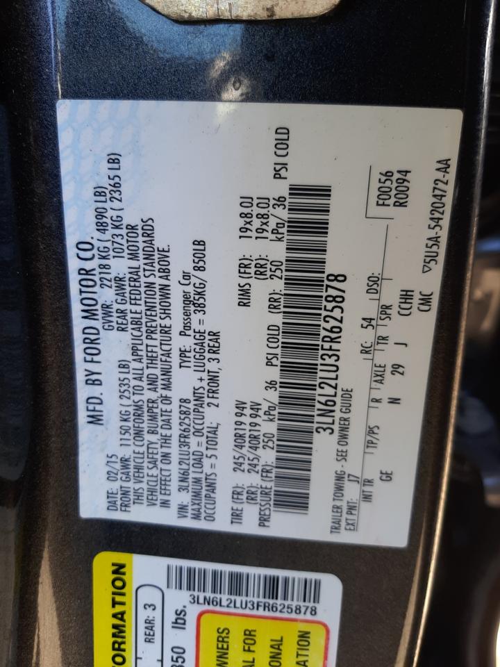 3LN6L2LU3FR625878 2015 Lincoln Mkz Hybrid