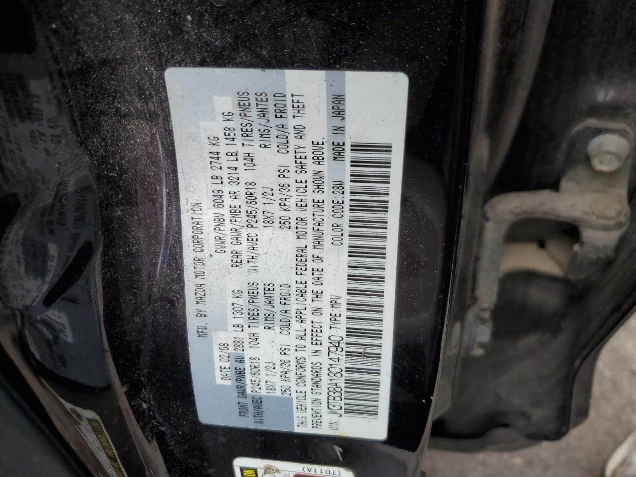 JM3TB38A180147940 2008 Mazda Cx-9