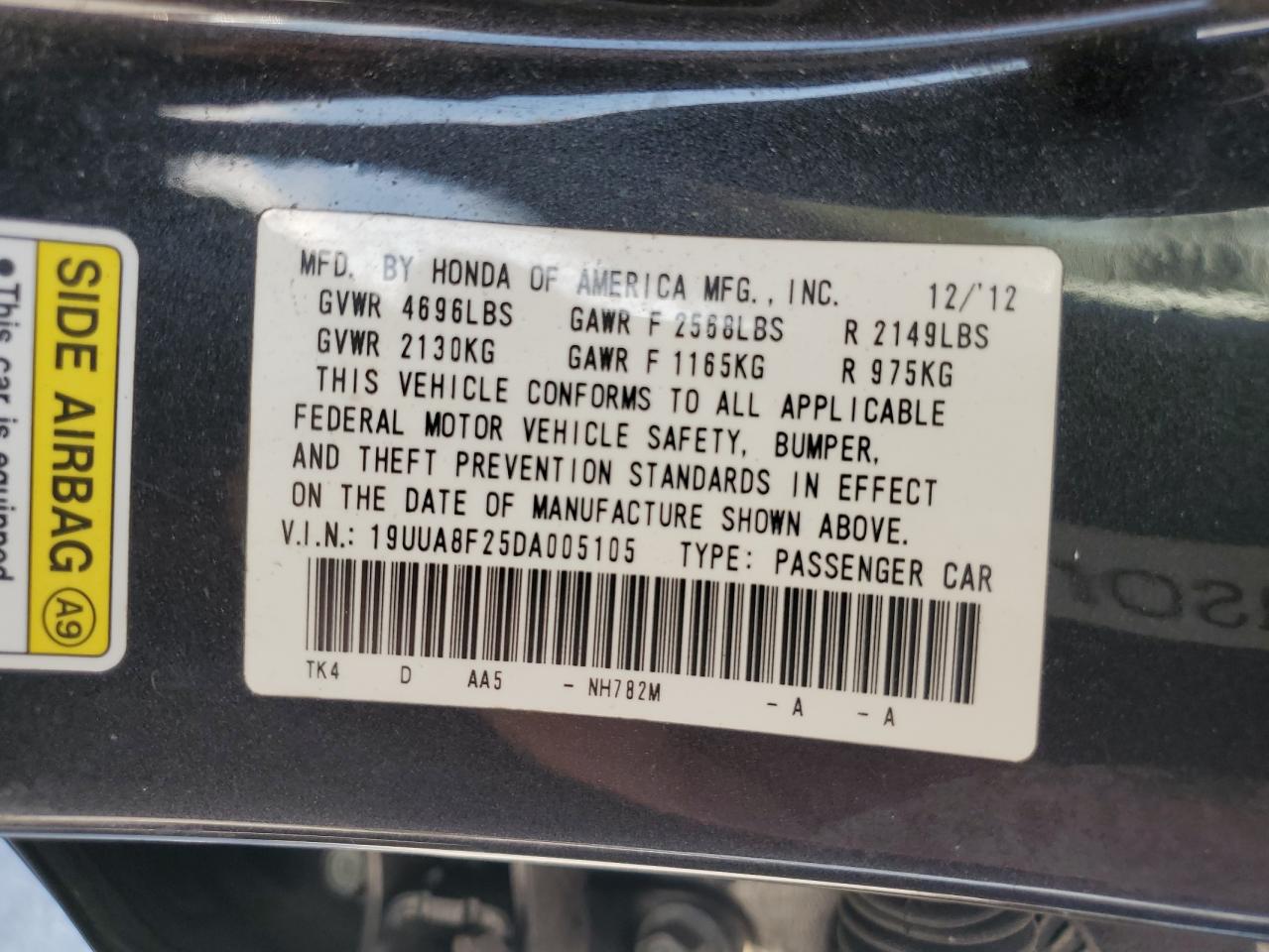 19UUA8F25DA005105 2013 Acura Tl