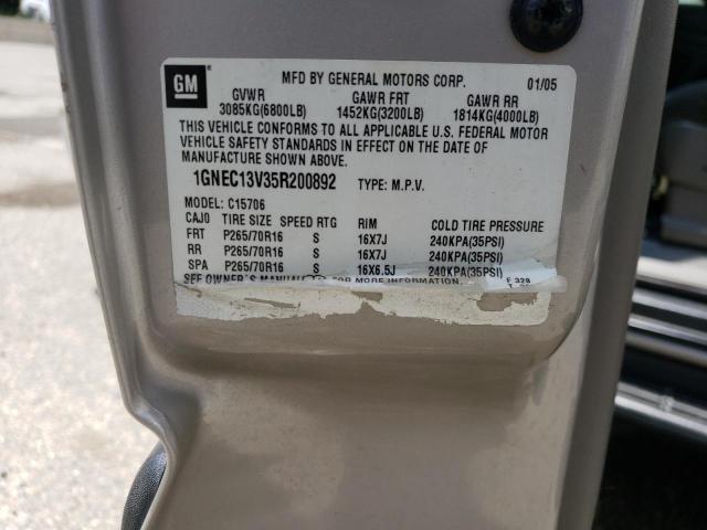 2005 Chevrolet Tahoe C1500 VIN: 1GNEC13V35R200892 Lot: 58991724