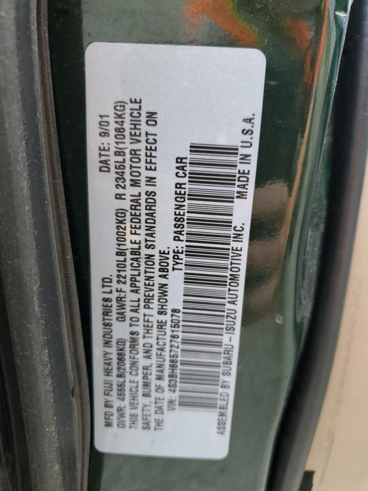 4S3BH665727615078 2002 Subaru Legacy Outback