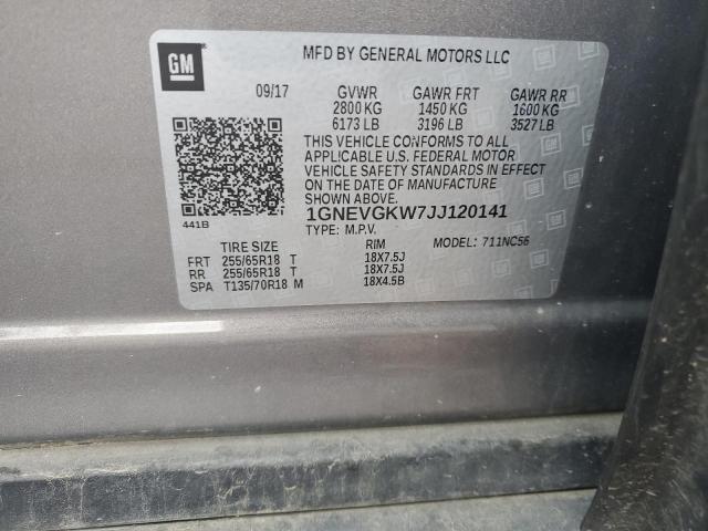 2018 CHEVROLET TRAVERSE L - 1GNEVGKW7JJ120141