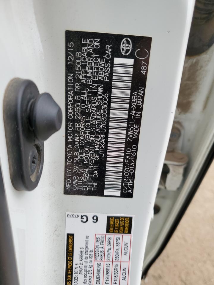 JTDKARFU7G3003006 2016 Toyota Prius