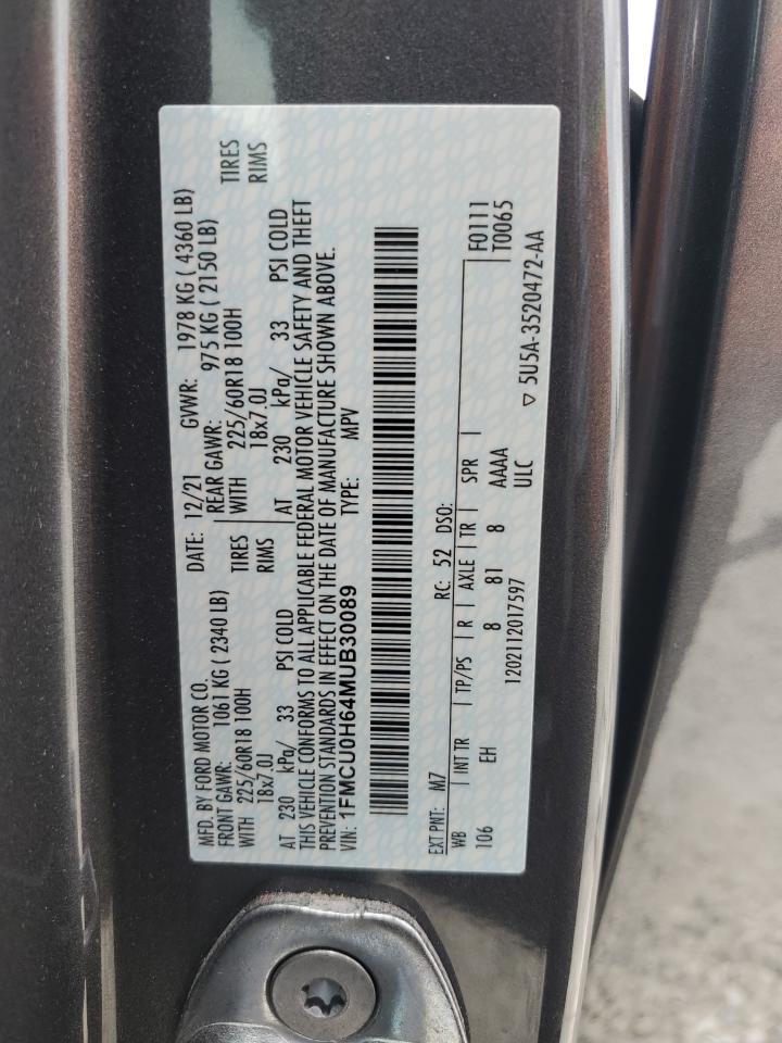 1FMCU0H64MUB30089 2021 Ford Escape Sel