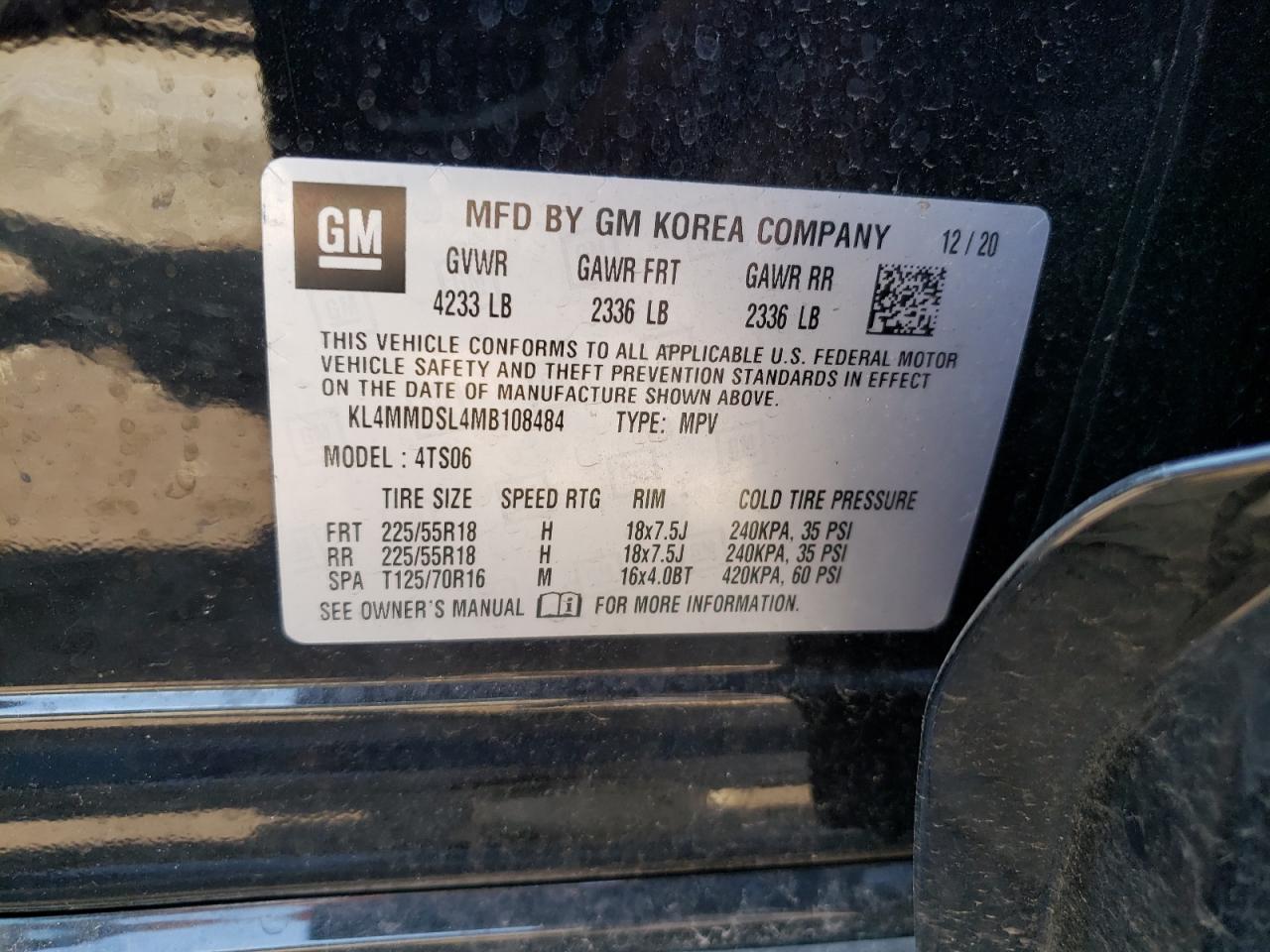 KL4MMDSL4MB108484 2021 Buick Encore Gx Select