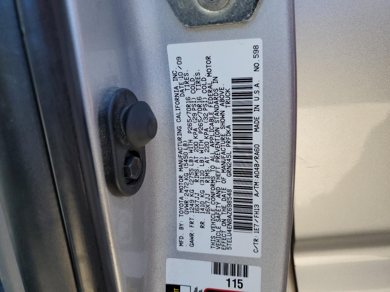 5TELU4EN8AZ698548 2010 Toyota Tacoma Double Cab