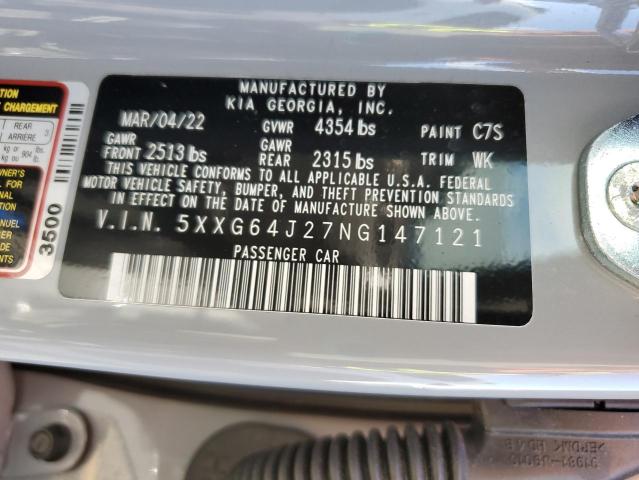 2022 Kia K5 Gt Line VIN: 5XXG64J27NG147121 Lot: 59577784