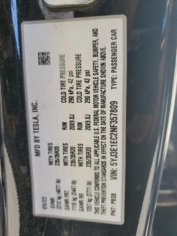 2022 TESLA MODEL 3 - 5YJ3E1EC2NF357809