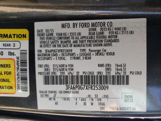 VIN 3FA6P0G7XFR253009 2015 Ford Fusion, S no.13