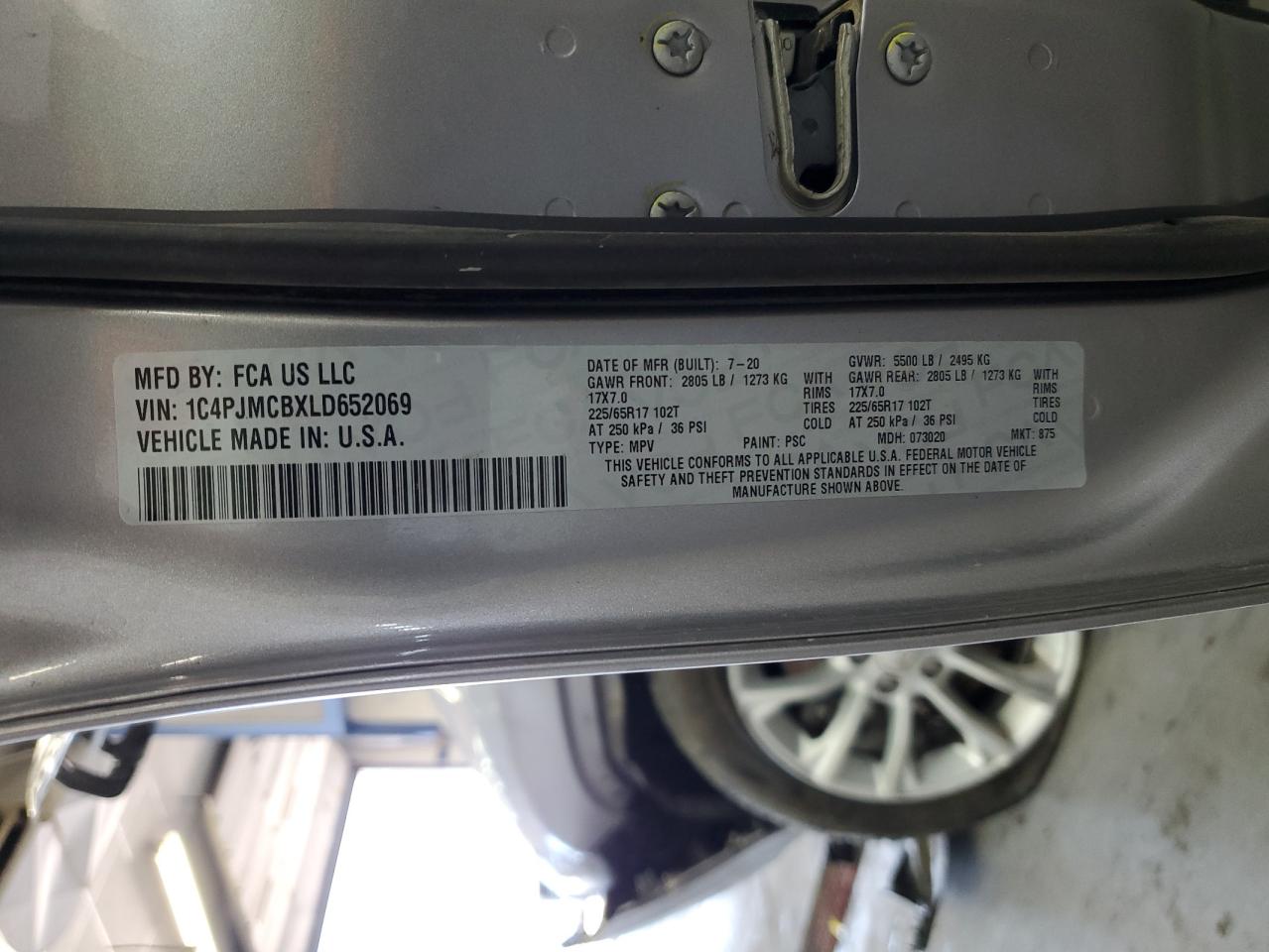 1C4PJMCBXLD652069 2020 Jeep Cherokee Latitude