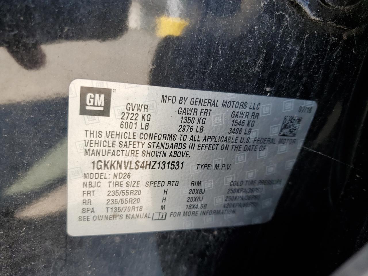 1GKKNVLS4HZ131531 2017 GMC Acadia All Terrain