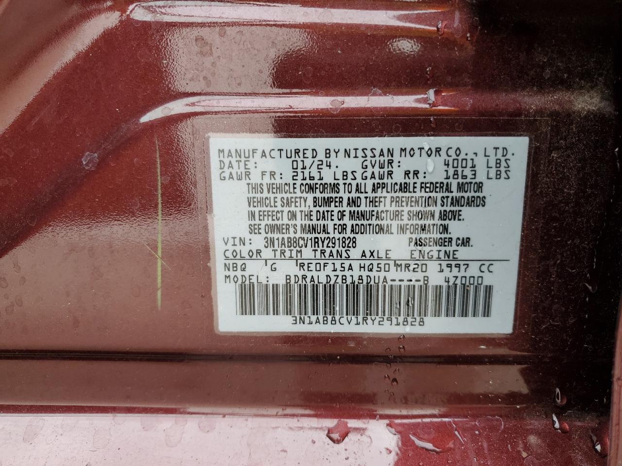 3N1AB8CV1RY291828 2024 Nissan Sentra Sv