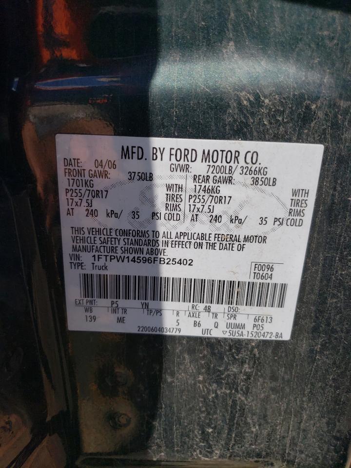 1FTPW14596FB25402 2006 Ford F150 Supercrew