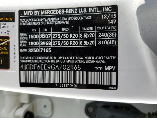 VIN 4JGDF6EE9GA702468 2016 Mercedes-Benz GL-Class, ... no.14