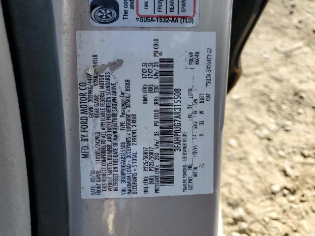 2010 Ford Fusion Sel VIN: 3FAHP0JG7AR315508 Lot: 57474304