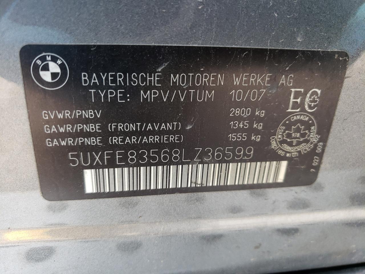 5UXFE83568LZ36599 2008 BMW X5 4.8I
