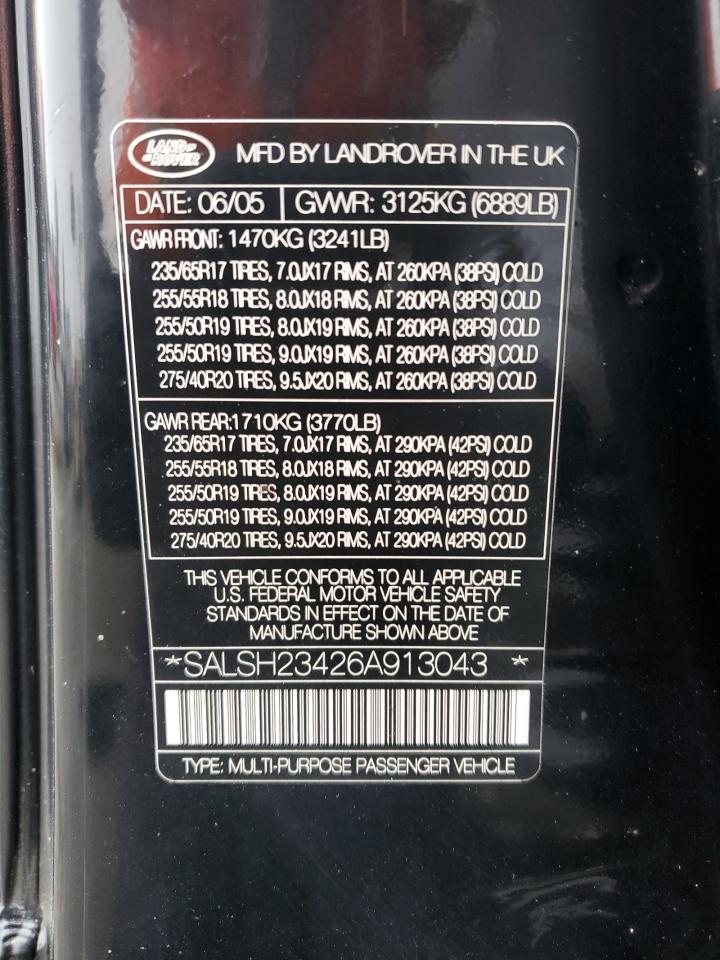 SALSH23426A913043 2006 Land Rover Range Rover Sport Supercharged