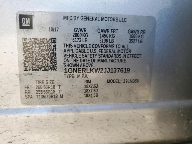 2018 Chevrolet Traverse Ls VIN: 1GNERLKW2JJ137619 Lot: 60089714