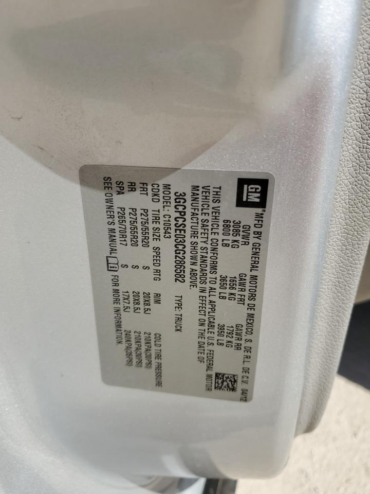 3GCPCSE03CG286582 2012 Chevrolet Silverado C1500 Lt