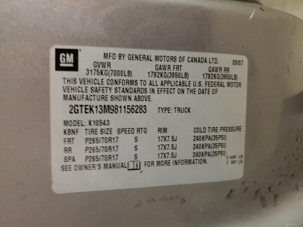 2GTEK13M981156283 2008 GMC Sierra K1500