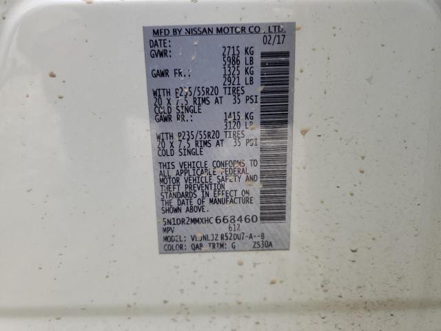 2017 Nissan Pathfinder S VIN: 5N1DR2MMXHC668460 Lot: 58495744