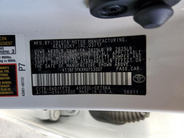 VIN 4T1BF1FKXHU753007 2017 Toyota Camry, LE no.12