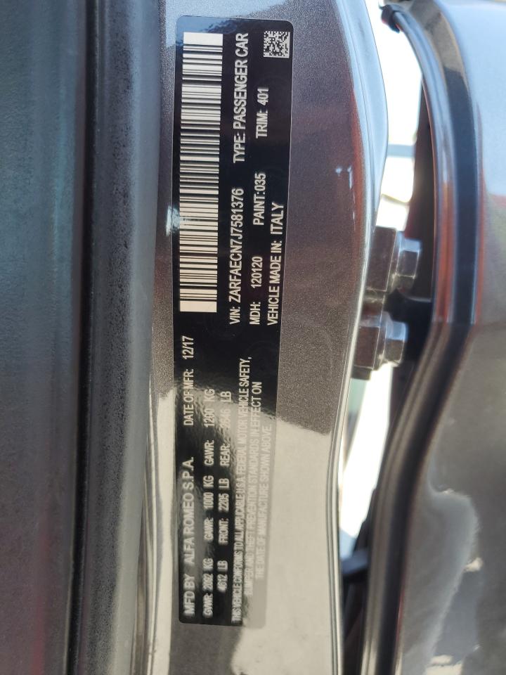 ZARFAECN7J7581376 2018 Alfa Romeo Giulia Ti