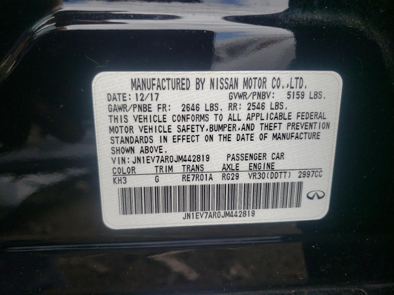 JN1EV7AR0JM442819 2018 Infiniti Q50 Luxe