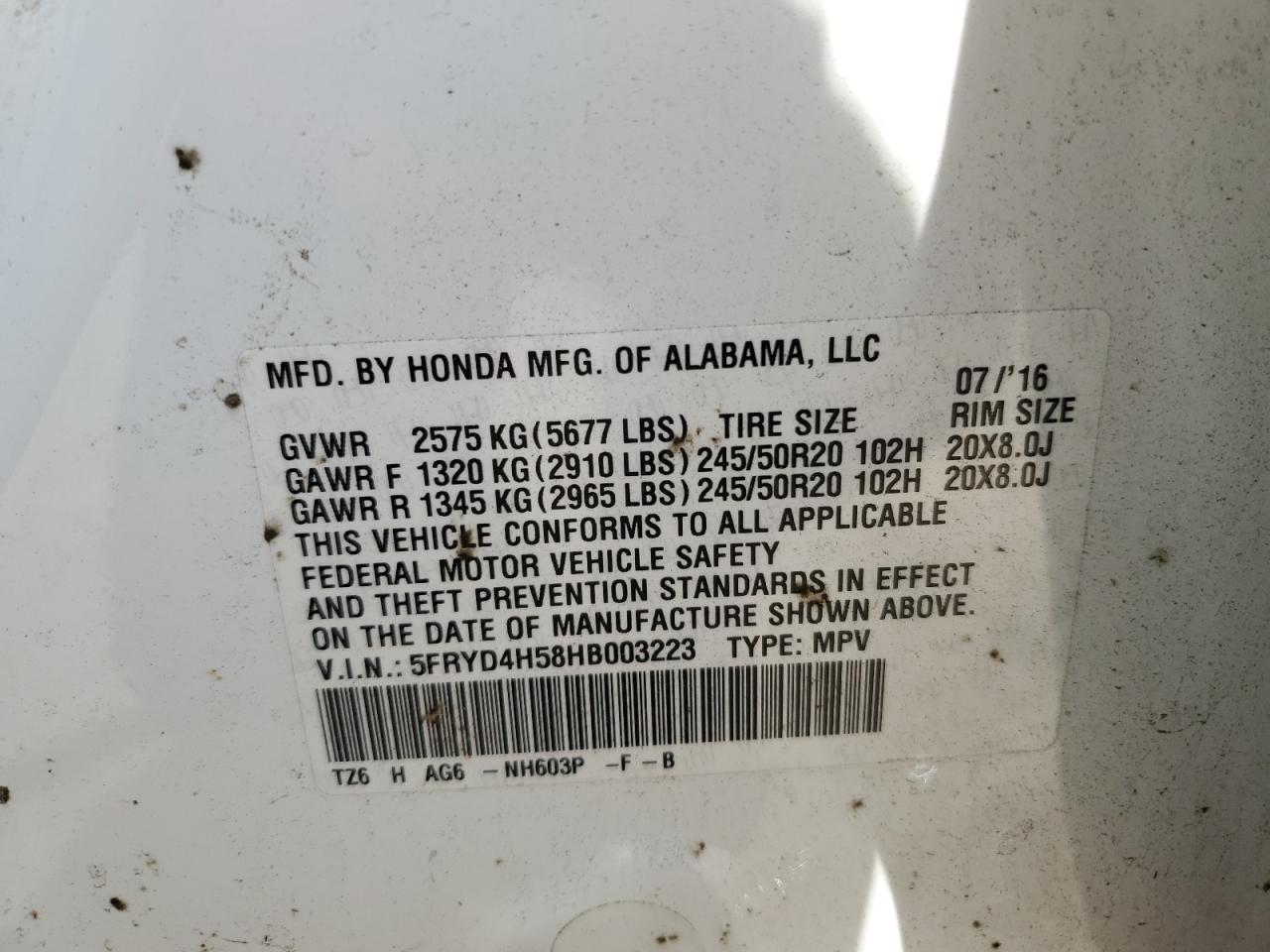 5FRYD4H58HB003223 2017 Acura Mdx Technology