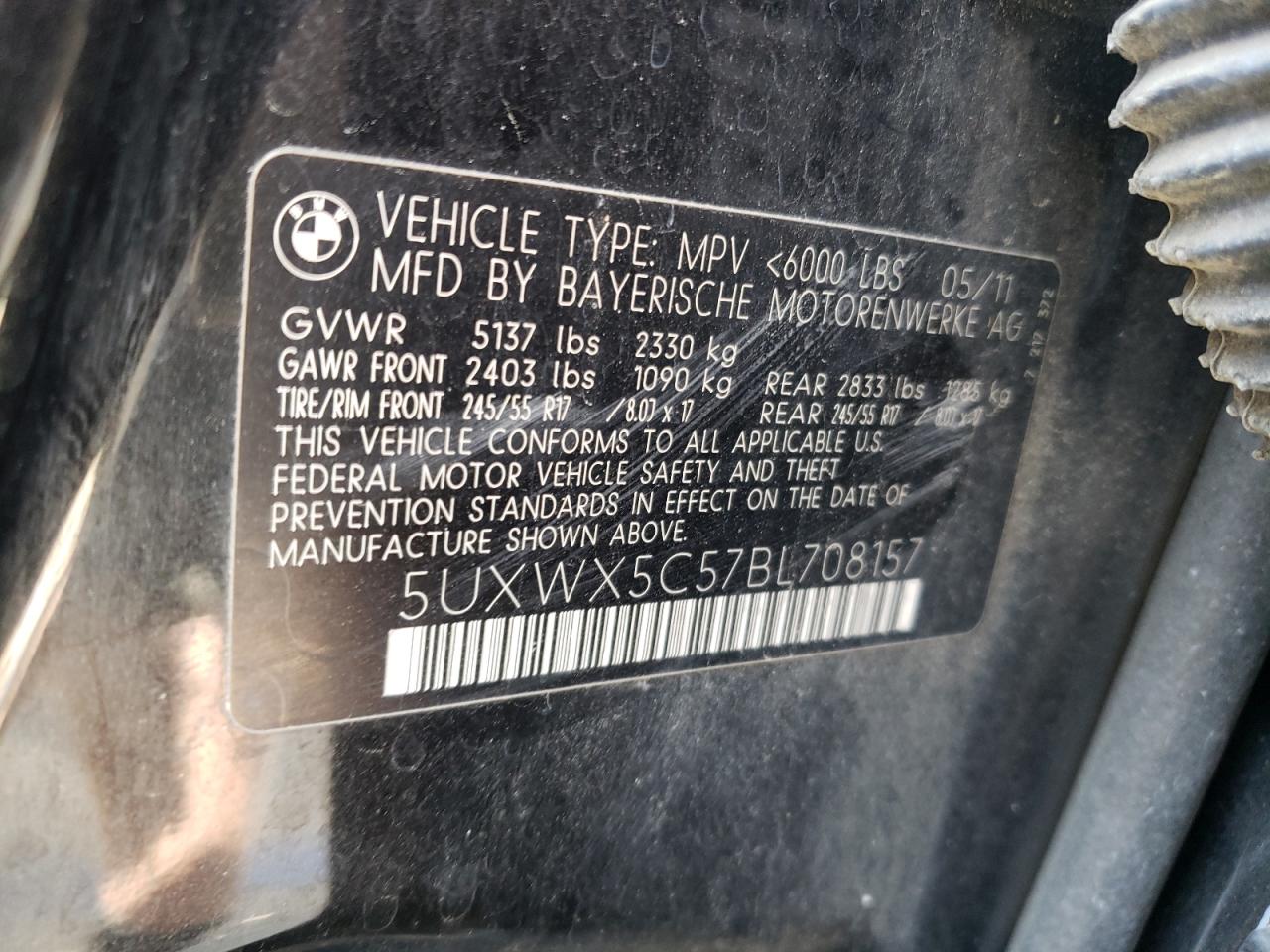 5UXWX5C57BL708157 2011 BMW X3 xDrive28I