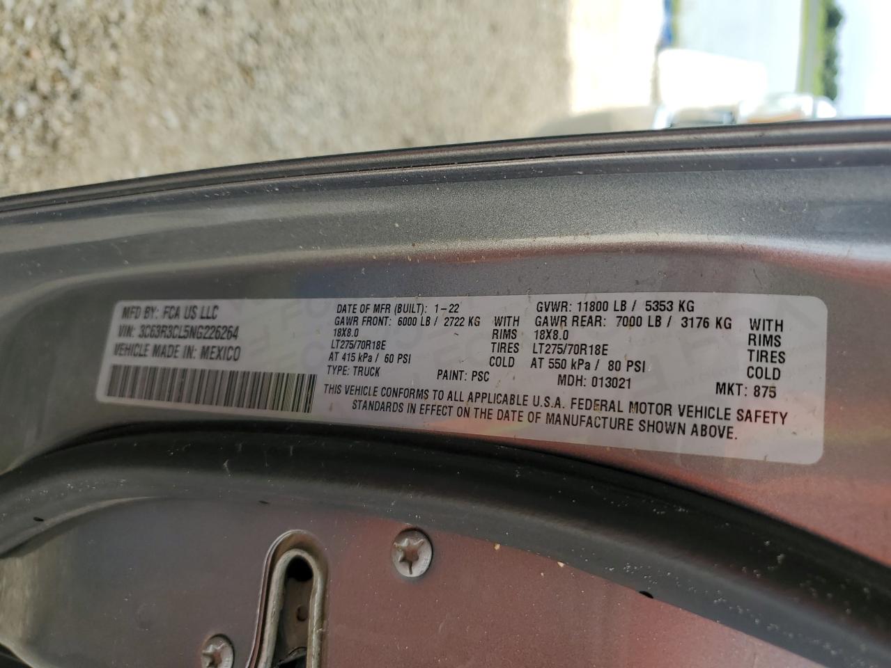 3C63R3CL5NG226264 2022 Ram 3500 Tradesman