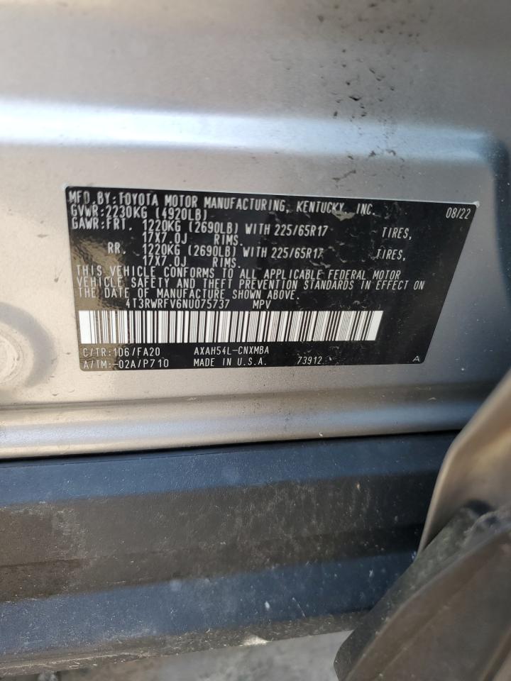 4T3RWRFV6NU075737 2022 Toyota Rav4 Xle