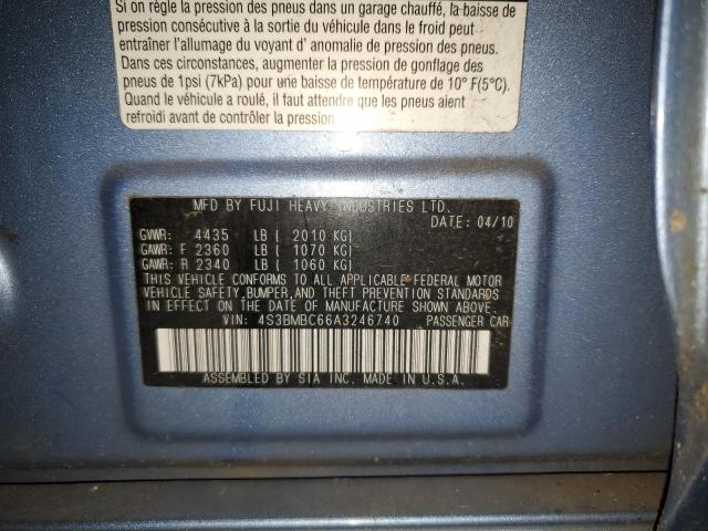 2010 Subaru Legacy 2.5I Premium VIN: 4S3BMBC66A3246740 Lot: 59750774