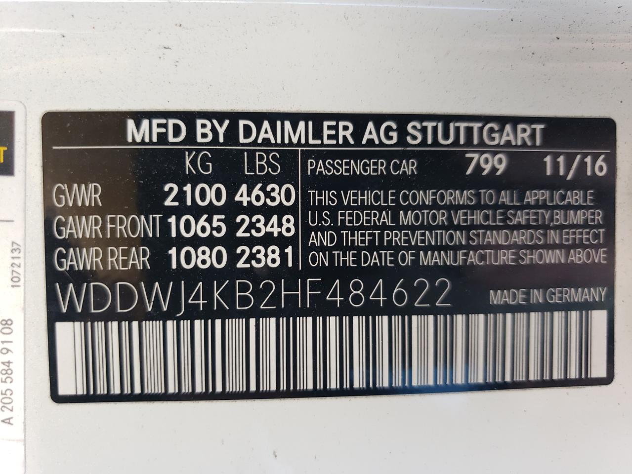 WDDWJ4KB2HF484622 2017 Mercedes-Benz C 300 4Matic