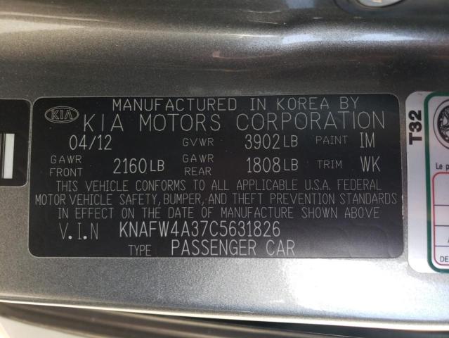 2012 Kia Forte Sx VIN: KNAFW4A37C5631826 Lot: 58727094