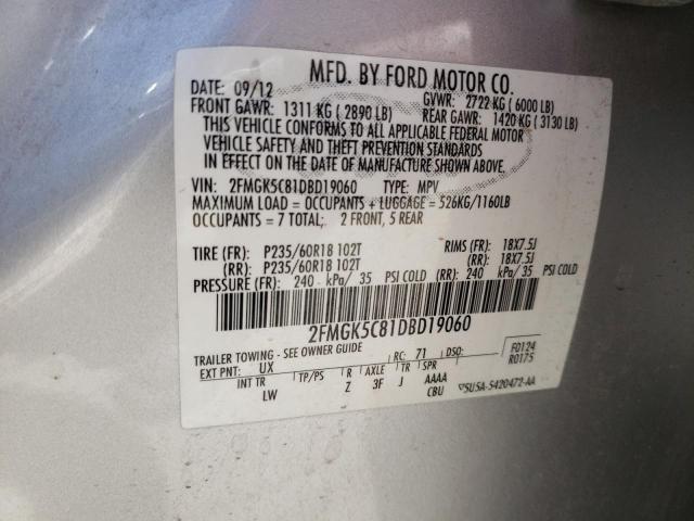 2013 Ford Flex Sel VIN: 2FMGK5C81DBD19060 Lot: 60077054