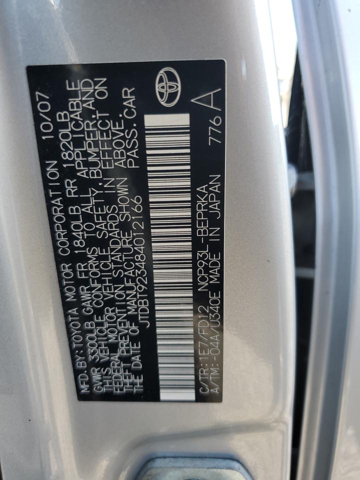 JTDBT923484012166 2008 Toyota Yaris