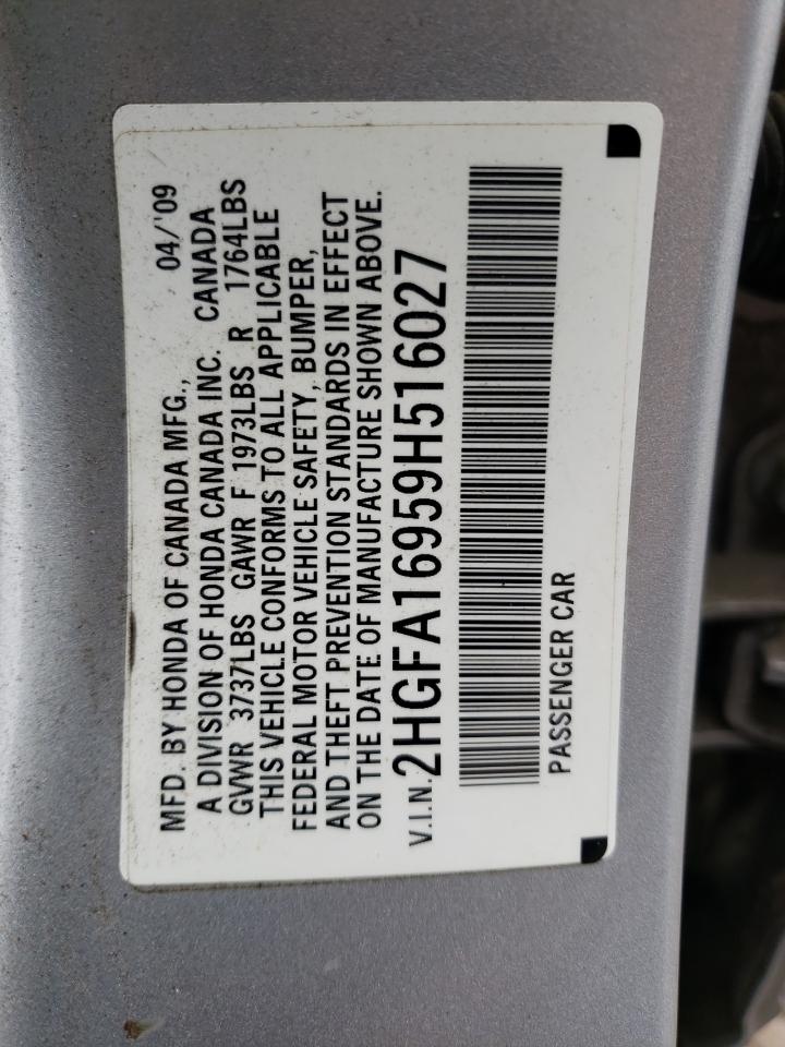 2HGFA16959H516027 2009 Honda Civic Exl