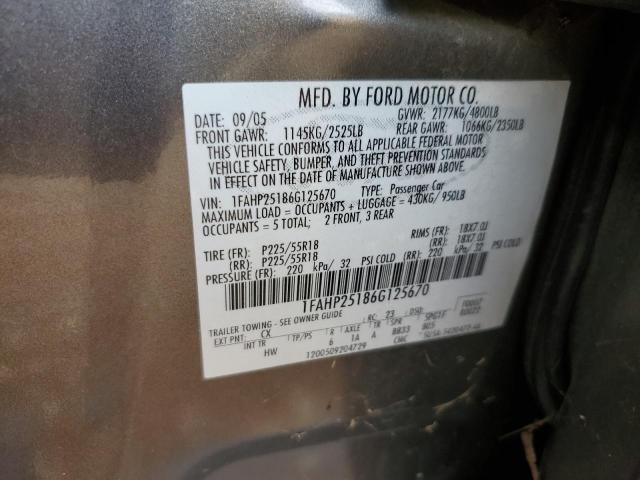 1FAHP25186G125670 2006 Ford Five Hundred Limited